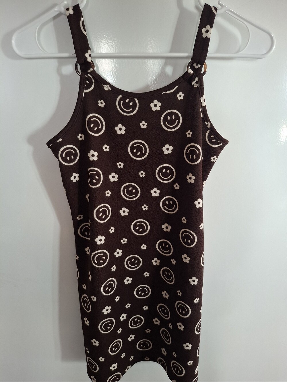 Lily Bleu Brown Smile & Flower Print Tank Dress